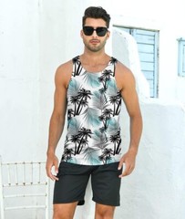 Mens Beach Tank Tops Fashion Graphic Quick Dry Sleeveless Shirt for Beach
