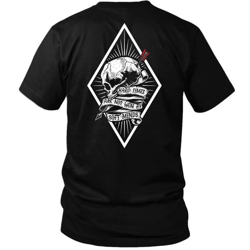 Hard Times Tactical Skull T-Shirt With Bold Warrior Quote Design, Military Tacti