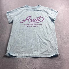 Ariat Rebar Mens XXL Light Blue Purple Graphic Logo Premium Quality T-Shirt