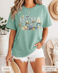 Coastal Mama Shirt, Comfort Colors Lighthouse Hydrangea Tee, Mom Beach Gift