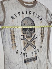 Affliction Live Fast Skull Graphic T Shirt Men Large Distressed Biker Grunge USA