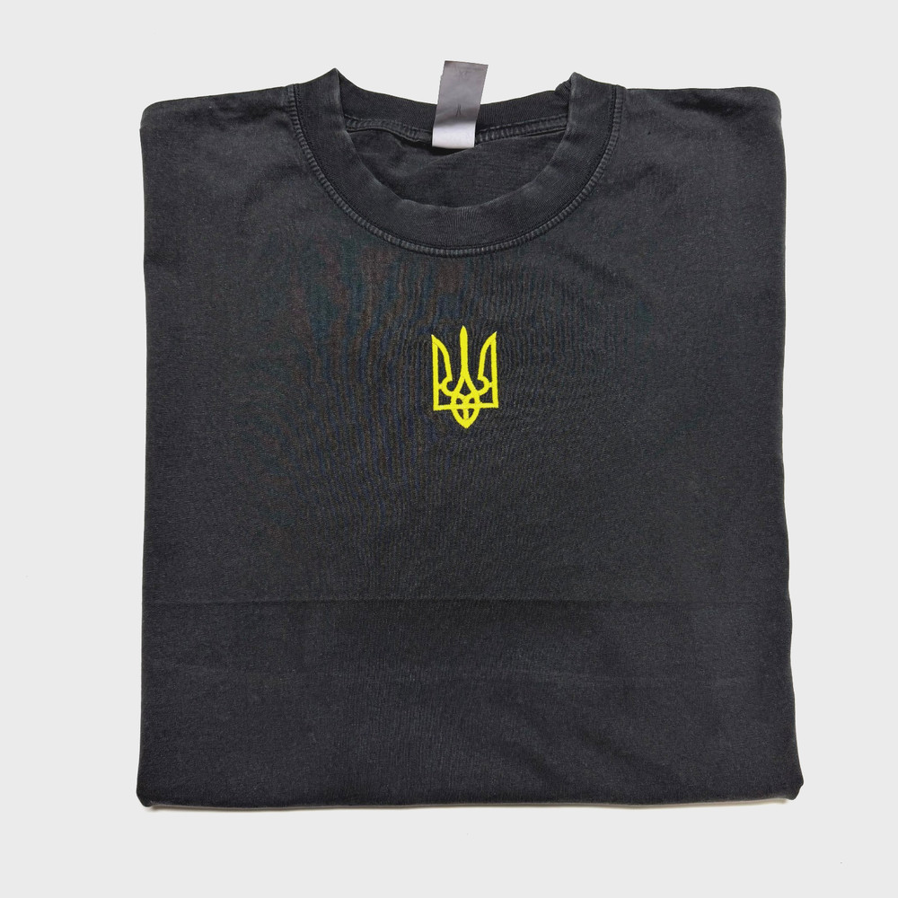 Ukraine Embroidered Vintage Black Ukrainian Volodymyr Zelenskyy Golden Trident