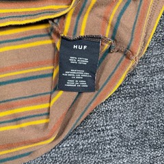 HUF Striped Knit T-Shirt Brown and Yellow Multi Stripe