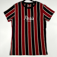 RSQ Collective Shirt Men Large Paris France Spell Stripe Work Party Gym Core Go