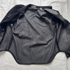 Saxony Collection leather shirt jacket mens Large black suede pocket flaps