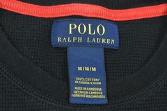 Polo Ralph Lauren Waffle-Knit Thermal Shirt Mens Medium Black Long Sleeve Crew