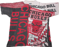 VINTAGE 90s CHICAGO BULLS MAGIC JOHNSON ALL OVER PRINT T SHIRT JORDAN RAP TEE L