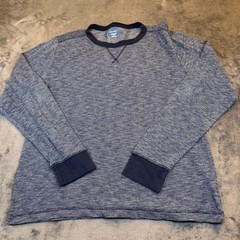 Old Navy Thermal Shirt Mens Large Navy Blue Marled Waffle Knit Long Sleeve