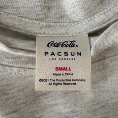 PacSunX Coca-Cola Mens Long Sleeve Graphic Tee Heather Oatmeal Small 2021 Collab