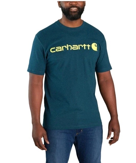 NWT Carhartt Men’s Loose Fit Night Blue Heather Logo Graphic T-Shirt K195 2XL