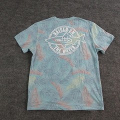 Reel Life Shirt Mens M Blue Crew Neck Short Sleeve Tagless Fish Graphic