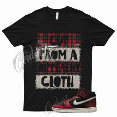 CUT T Shirt to Match Dunk High Plaid Tartan University Red Stadium Green Ivory