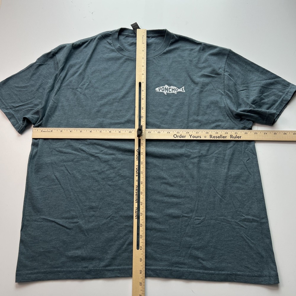 Poncho Outdoors T Shirt Men’s XL Blue Logo Outdoor Hunting Fishing Tee – EUC