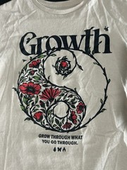 DOM Growth Yin Yang Floral Graphic T Shirt Mens Small Beige Motivational Tee