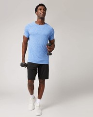 Cool Men’s Active T-Shirt | Raglan Short Sleeve | Quick Dry | Anti-Odor, Blue…