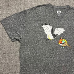 Batman Robin Literal Bat Bird Funny T Shirt Mens 2XL Gray DC Comics Graphic Tee