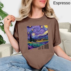 Let It Gogh Starry Night T-Shirt Van Gogh Art Comfort Colors Tee, Art Lover Gift