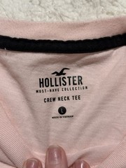 Hollister Must-Have Crew Neck Tee Pink Cotton Logo Men’s L Short Sleeve