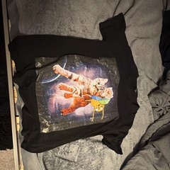 Men’s Adventure Time Finn & Jake Graphic Print T-Shirt Black Polyester M