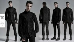 Punk Rave Men Goth Tops Palace Rereo Jacquard Banquet Wedding Long Sleeve Shirt