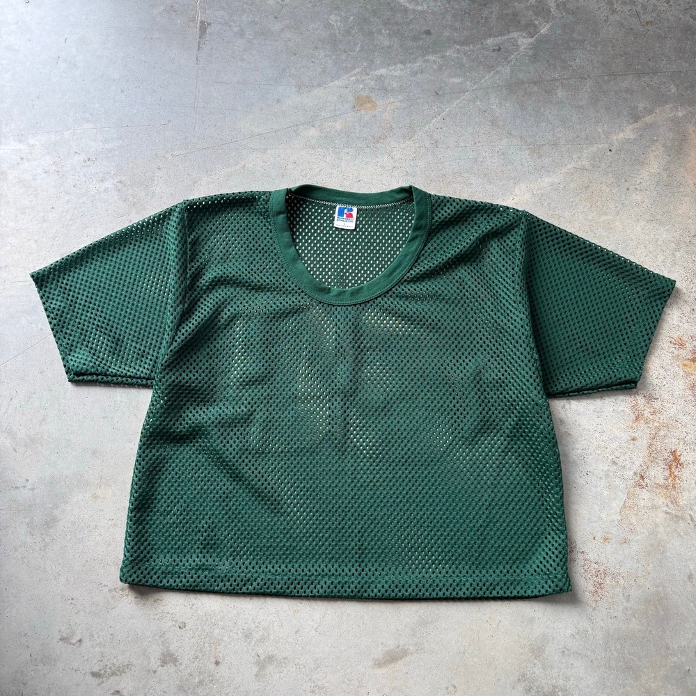 Vintage 80’s Russell Athletic Cropped Mesh Layer Football Jersey Size Large