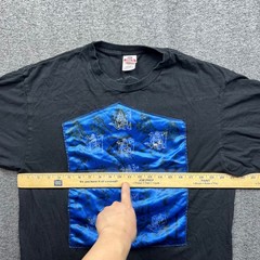 Intex T-Shirt Mens L Black Blue Satin Patch Graphic Heavy Weight Cotton Tee
