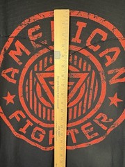 American Fighter Polo Shirt Mens L/XL Black Red Graphic MMA Streetwear Buckle