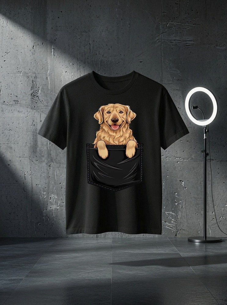 Unisex Funny Golden Retriever In Pocket Dog Mom Dad Graphic T Shirt Gift