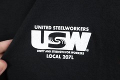 Y2K Mens 2XL Faded USW Local 207L United Steelworkers Union Dawg T-Shirt Black