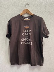 VTG Y2K Smoking Cave Cigar Lounge Keep Calm Smoke Cigars T-Shirt Large Brown