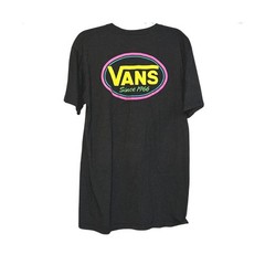 Vans Graphic Tee Dark Charcoal Grey Back Print Skate Streetwear L Cotton