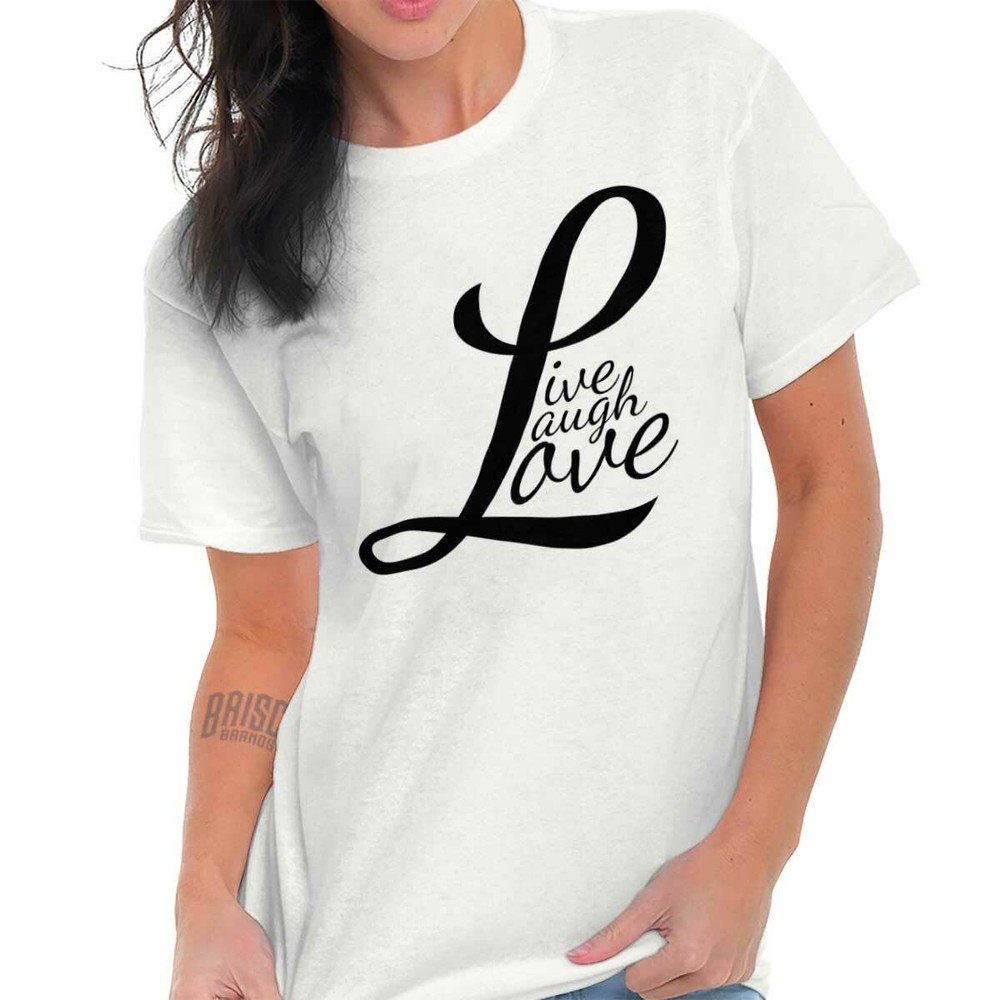 Live Laugh Love Cute Romantic Valentines Day Womens Crewneck T Shirt Tees Tops