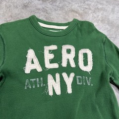 Aeropostale Shirt Mens Medium Green Thermal Long Sleeve AERO NY Logo Graphic