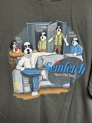 Vintage 97 Big Dog Seinfetch TShirt Seinfeld Parody Mens Green M/L