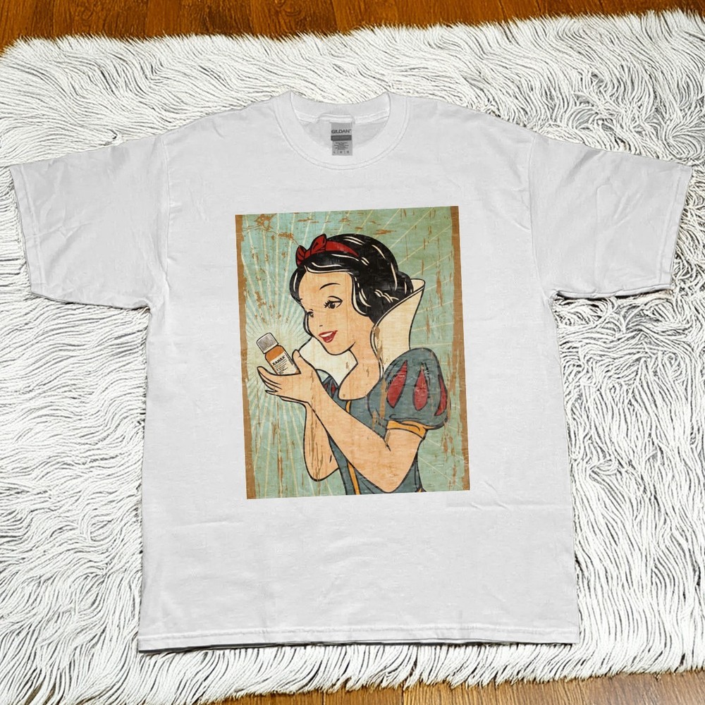 Pop Art Snow White Xanax Funny T-shirt White Cotton T-shirt