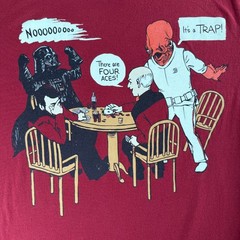 Star Trek/Star Wars Ackbar It’s A Trap Poker Parody Burgandy T-Shirt Mens M