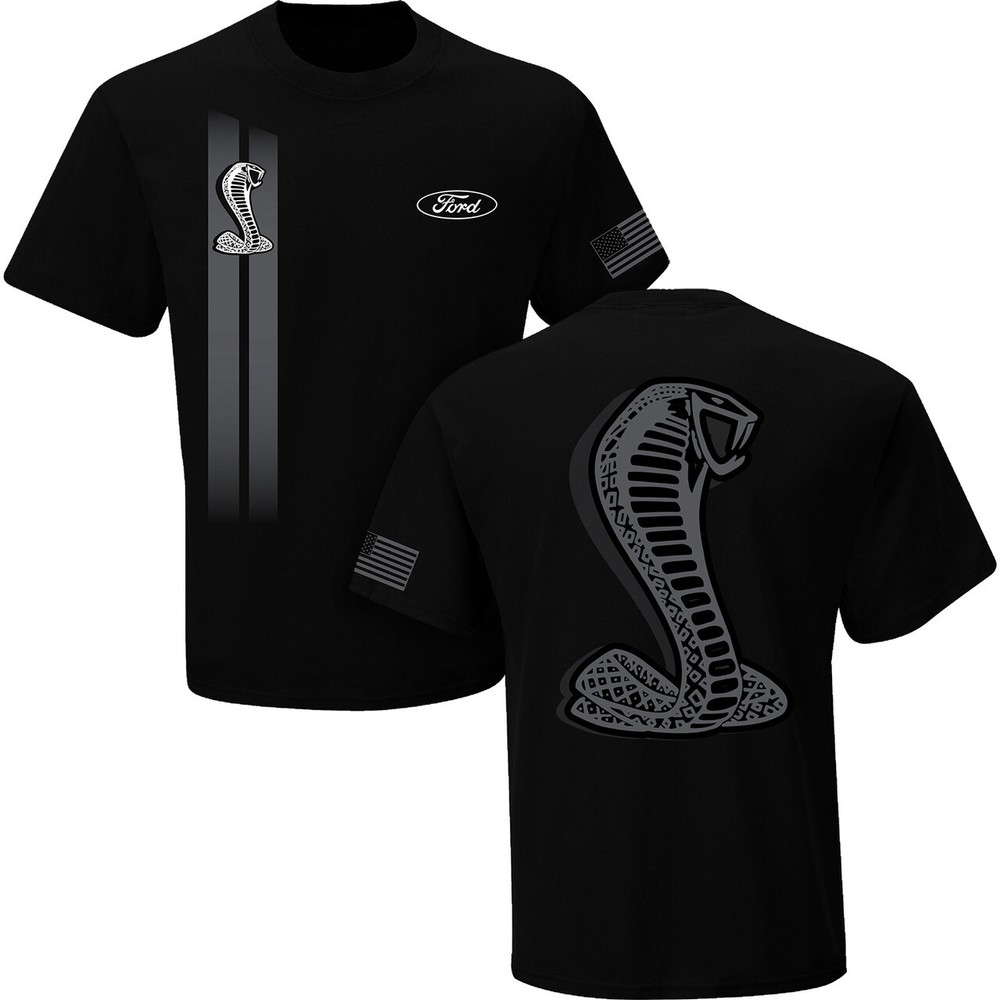 Ford Mustang Shelby Cobra Snake Emblem Cotton T-Shirt Black Official Licensed