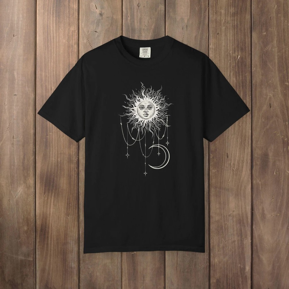 Widow’s Bay Patricia’s Shirt Celestial Sun Crescent Moon BOHO Comfort Colors Tee
