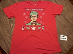 Dwight Schrute Elf Christmas Holiday Theme Large Red T Shirt
