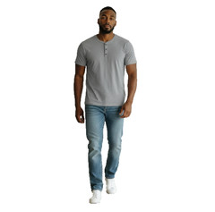 Jachs Signature Soft Touch Henley Shirt 3XL Gray Short Sleeve 3 Button NWT