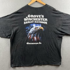 Vintage Harley Davidson Shirt Mens 3XL Black Pinup Girl Biker Eagle Double-Sided