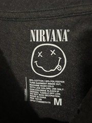 NWT Nirvana Smiley Face T Shirt Gray Yellow Gringe Rock N Roll Size M Cotton