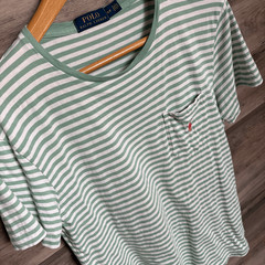 Polo Ralph Lauren Green White Stripe Pocket Tee T-shirt Men’s S excellent prewor