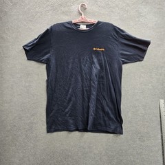 Columbia Men Shirt L Navy Graphic Truck Flag Outdoor Logo Short Sleeve