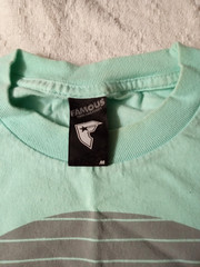 FAMOUS STARS AND STRAPS skull Palm Tree Graphic T Shirt Aqua Size M Y2K