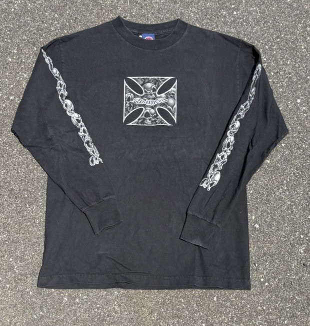 Vintage Y2K Bullhead Skull Goth 90s Men’s Skate T-Shirt Medium West Coast JNCO