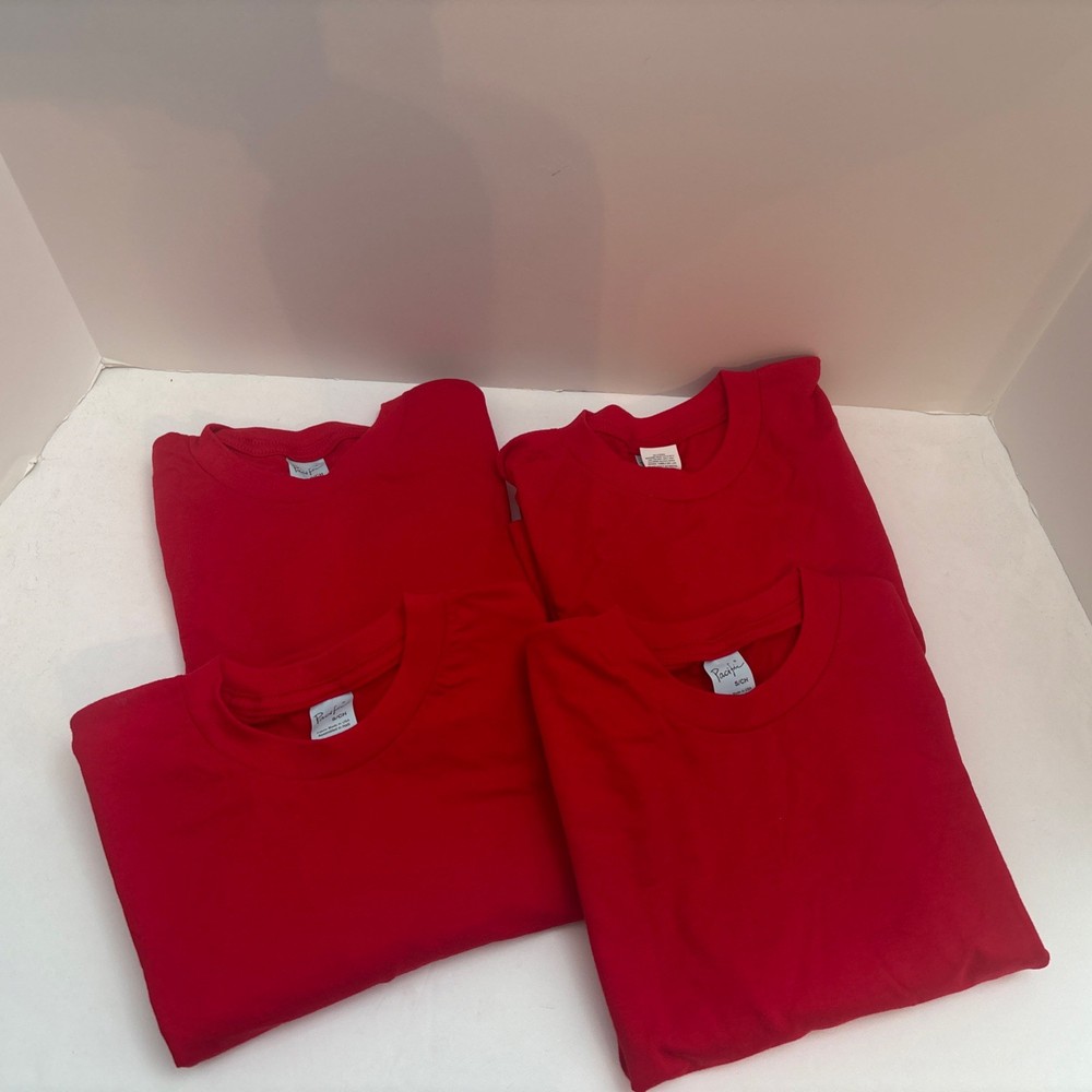 Pacific (4 Pack) Bulk Red 100% Cotton Blank T-Shirt Shirts S-2XL