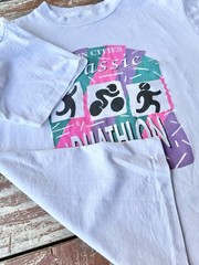 Vintage 90s Single Stitch T-Shirt Mens L White Twin Cities Duathlon Monroe LS