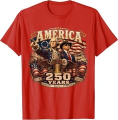 Retro America Washington Trump 1776 2026 250 Years US Flag T-Shirt