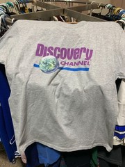 vintage discovery channel t shirt grey promo script Hanes sz large